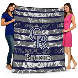 personalized colorado rockies layered florals blue white quilt blanket best selling