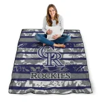 personalized colorado rockies layered florals blue white quilt blanket best selling