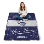 personalized colorado rockies snoopy victory blue white quilt blanket best selling