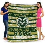 personalized colorado state rams layered florals green white quilt blanket best selling