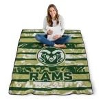 personalized colorado state rams layered florals green white quilt blanket best selling