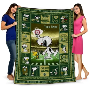 personalized colorado state rams snoopy coach green quilt blanket best selling