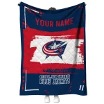 personalized columbus blue jackets grunge patch navy blue white quilt blanket best selling
