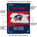 personalized columbus blue jackets grunge patch navy blue white quilt blanket best selling