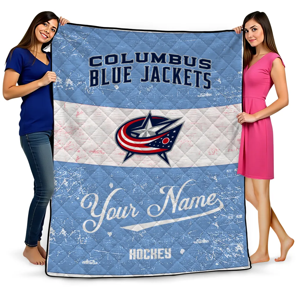 personalized columbus blue jackets pinstripe lines navy blue white quilt blanket best selling personalized columbus blue jackets pinstripe lines navy blue white quilt blanket best selling