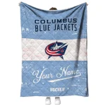 personalized columbus blue jackets pinstripe lines navy blue white quilt blanket best selling
