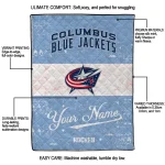 personalized columbus blue jackets pinstripe lines navy blue white quilt blanket best selling
