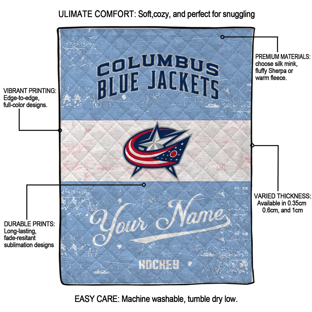 personalized columbus blue jackets pinstripe lines navy blue white quilt blanket latest model personalized columbus blue jackets pinstripe lines navy blue white quilt blanket latest model