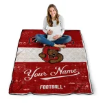 personalized cornell big red hibiscus burst red white quilt blanket best selling