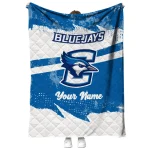 personalized creighton bluejays brushstroke layers blue quilt blanket best selling
