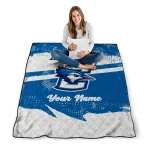 personalized creighton bluejays brushstroke layers blue quilt blanket best selling