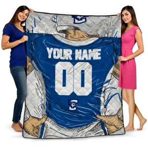 personalized creighton bluejays player sketch blue gray quilt blanket best selling