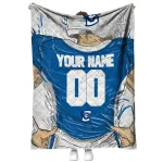 personalized creighton bluejays player sketch blue gray quilt blanket best selling