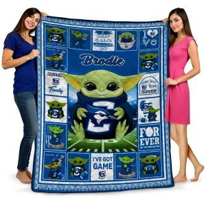 personalized creighton bluejays yody baby pattern blue quilt blanket best selling