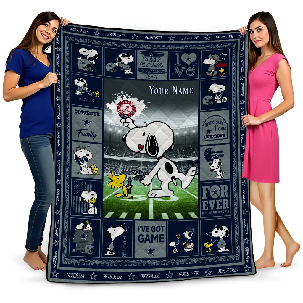 personalized dallas cowboys snoopy coach blue quilt blanket best selling personalized dallas cowboys snoopy coach blue quilt blanket best selling