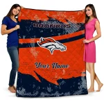 personalized denver broncos brushstroke layers orange quilt blanket best selling