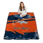 personalized denver broncos brushstroke layers orange quilt blanket best selling