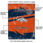 personalized denver broncos brushstroke layers orange quilt blanket best selling