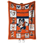 personalized denver broncos mickey crimson orange white quilt blanket best selling