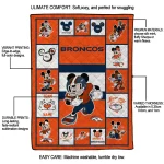 personalized denver broncos mickey crimson orange white quilt blanket best selling
