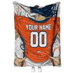 personalized denver broncos player sketch orange gray quilt blanket best selling