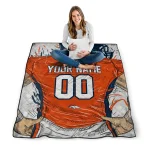 personalized denver broncos player sketch orange gray quilt blanket best selling