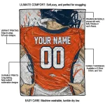 personalized denver broncos player sketch orange gray quilt blanket best selling