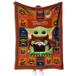 personalized denver broncos yody baby pattern orange quilt blanket best selling
