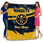 personalized denver nuggets brushstroke layers blue quilt blanket best selling