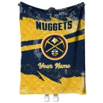personalized denver nuggets brushstroke layers blue quilt blanket best selling