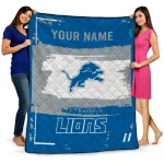 personalized detroit lions grunge patch blue white quilt blanket best selling