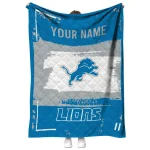 personalized detroit lions grunge patch blue white quilt blanket best selling