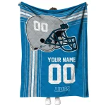 personalized detroit lions helmet theme blue quilt blanket best selling