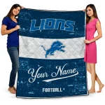 personalized detroit lions hibiscus burst blue white quilt blanket best selling
