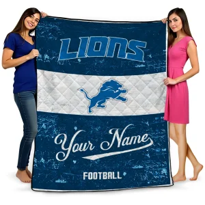 personalized detroit lions hibiscus burst blue white quilt blanket best selling