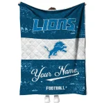 personalized detroit lions hibiscus burst blue white quilt blanket best selling