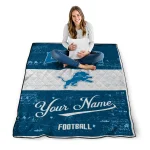 personalized detroit lions hibiscus burst blue white quilt blanket best selling