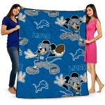 personalized detroit lions mickey football blue quilt blanket best selling