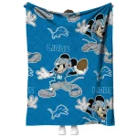 personalized detroit lions mickey football blue quilt blanket best selling