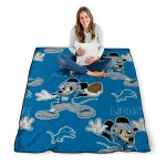personalized detroit lions mickey football blue quilt blanket best selling