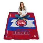 personalized detroit pistons grunge patch red white quilt blanket best selling