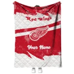 personalized detroit red wings brushstroke layers red quilt blanket best selling