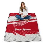 personalized detroit red wings brushstroke layers red quilt blanket best selling