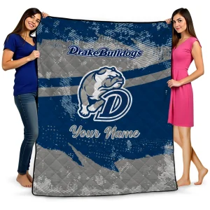 personalized drake bulldogs brushstroke layers blue quilt blanket best selling