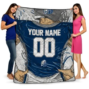 personalized drake bulldogs player sketch blue gray quilt blanket best selling