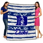 personalized duke blue devils layered florals blue white quilt blanket best selling