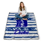 personalized duke blue devils layered florals blue white quilt blanket best selling
