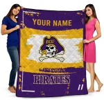 personalized east carolina pirates grunge patch purple white quilt blanket best selling