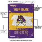 personalized east carolina pirates grunge patch purple white quilt blanket best selling