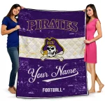 personalized east carolina pirates hibiscus burst purple white quilt blanket best selling